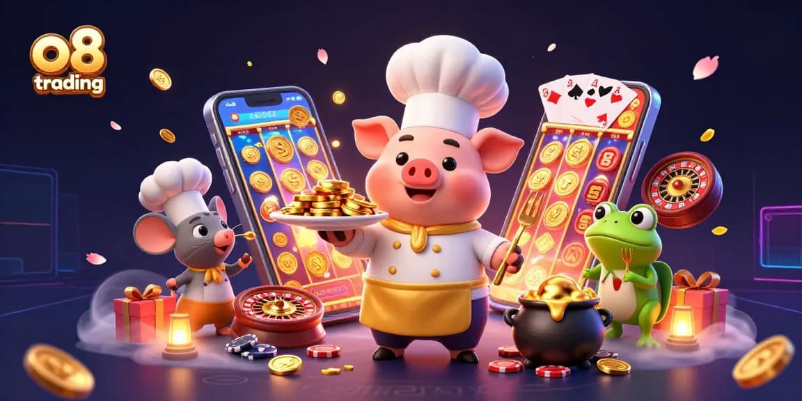 Experience the thrills of o8 trading with vibrant 3D characters and exciting casino elements.