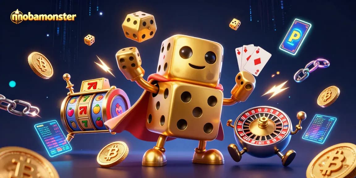 Watch mobamonster's golden dice golem activate luck with 3D slots and dynamic crypto details.