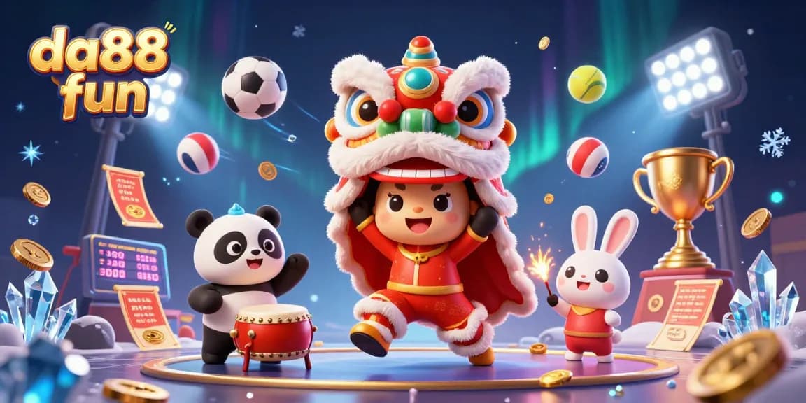 Engage in exciting gameplay at da88 fun with vibrant characters and dynamic sports elements in a lavish casino scene.