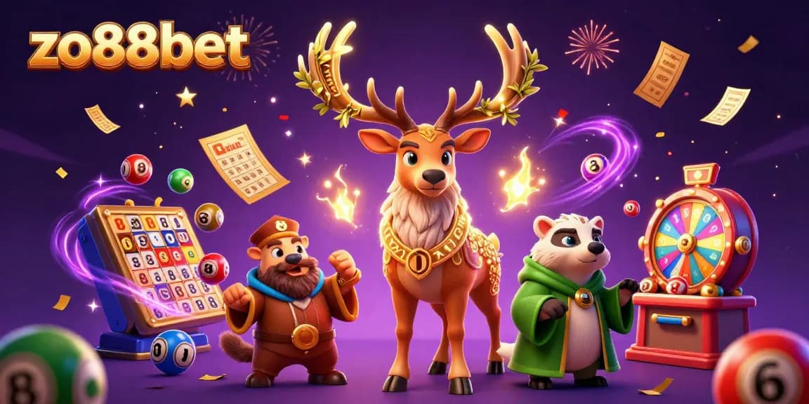 Experience thrilling gameplay at zo88bet with vibrant representation of slot games and lottery elements.