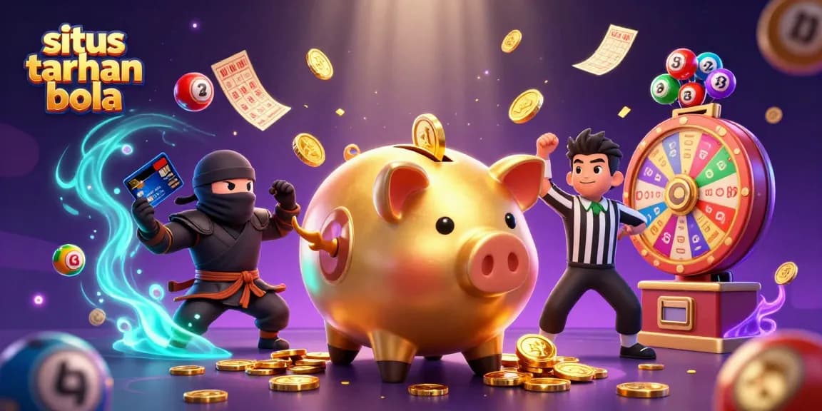 Exciting action scene of situs taruhan bola represented with vibrant characters and dynamic elements