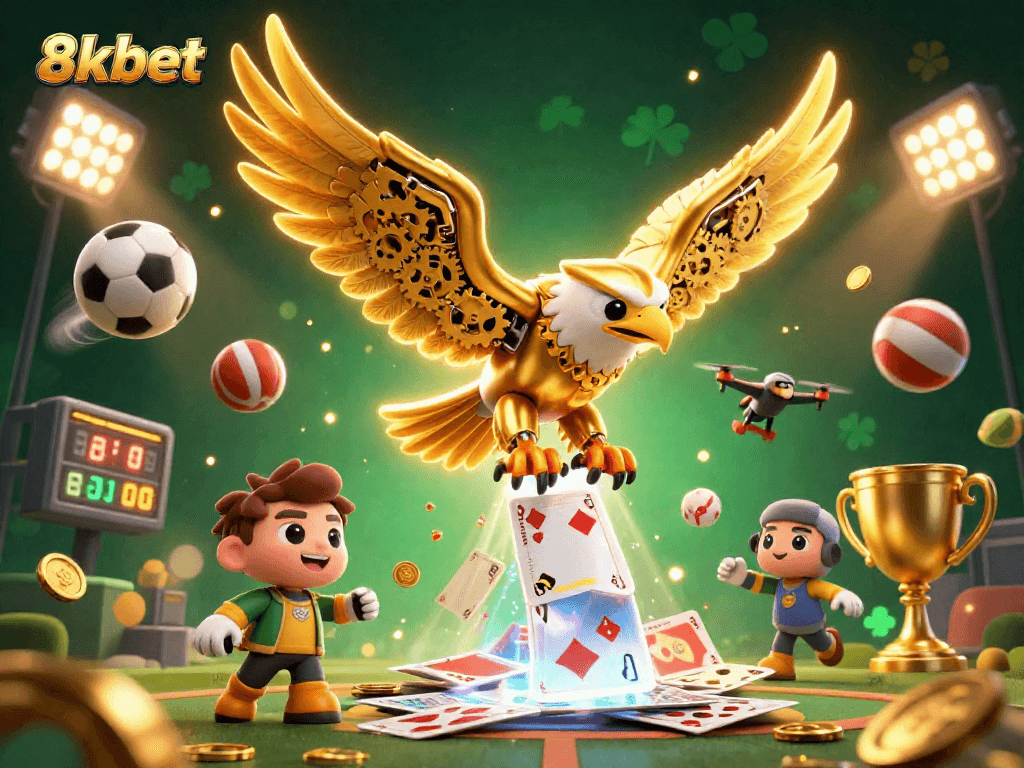 Engaging 3D digital art illustrating the dynamic world of 8xbet's sports betting with vibrant elements.