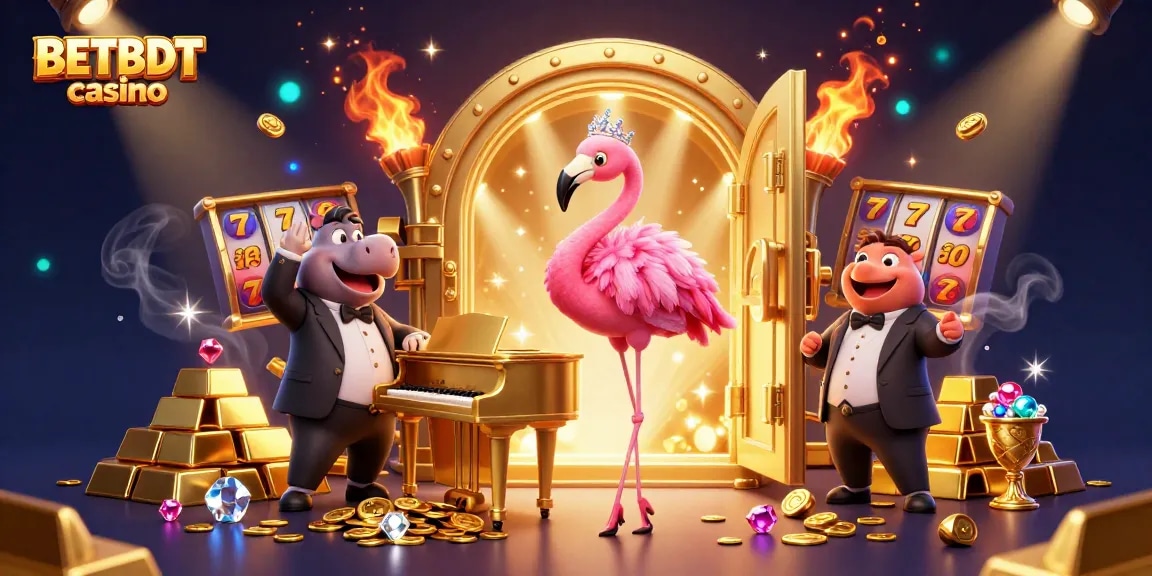 Experience an exciting BETBDT casino environment with vibrant characters and dynamic gaming elements.