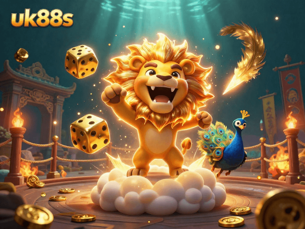Experience thrilling wins with uk88s as golden dice tumble and a roaring sun lion inspires your bets.
