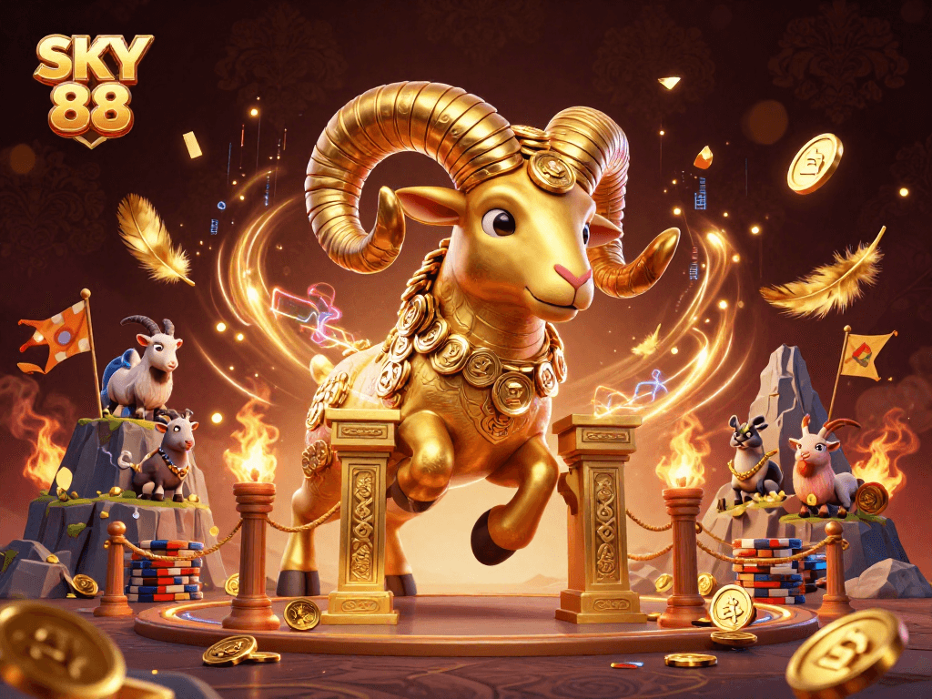 Experience the thrill of betting at SKY 88 with a vibrant 3D casino illustration showcasing exciting gambling elements.