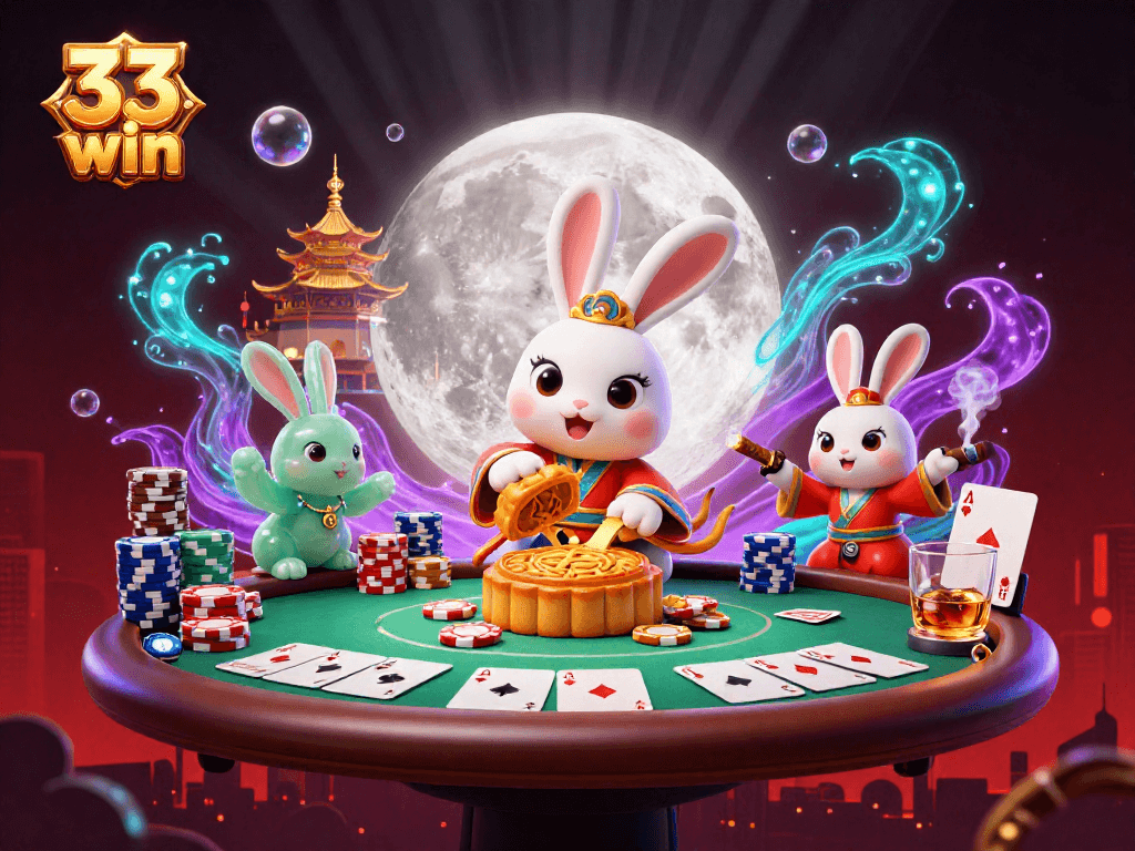 Engage with 33 win while enjoying a vibrant casino scene featuring poker and folklore elements