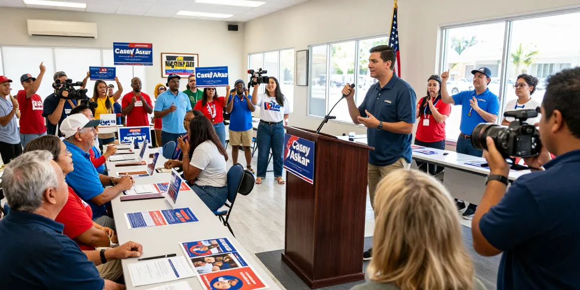 Casey Askar engaging with voters at a campaign event in Florida.