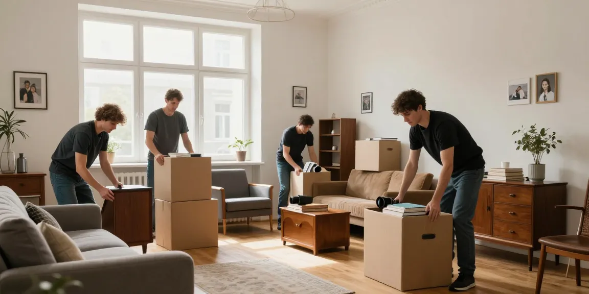 Professionelle Wohnungsauflösung in Berlin Köpenick mit einem Team, das Möbel und persönliche Gegenstände einpackt.