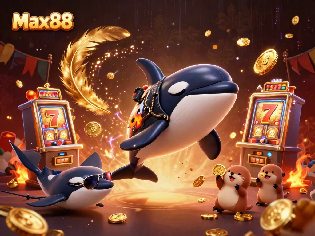 Max88 features a vibrant gaming scene with cartoon characters promoting exciting casino games.