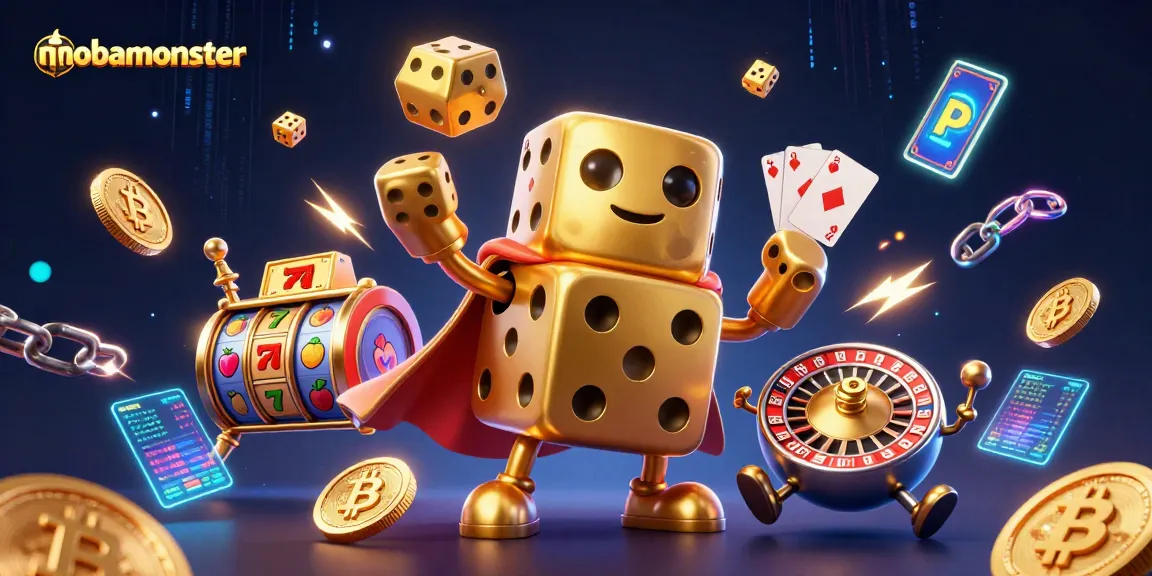 Watch mobamonster's golden dice golem activate luck with 3D slots and dynamic crypto details.