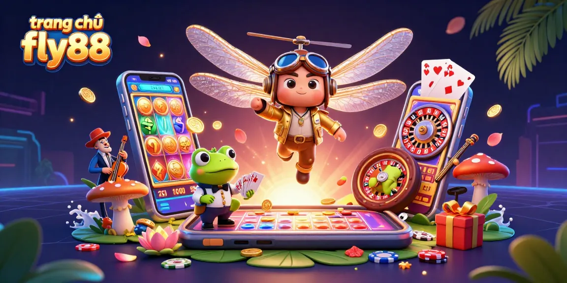 Win big at trang chủ fly88 with vibrant casino illustration showcasing entertaining games and characters.