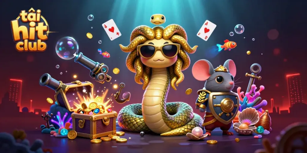Engage with the thrilling world of tải hit club in this vibrant 3D digital illustration.