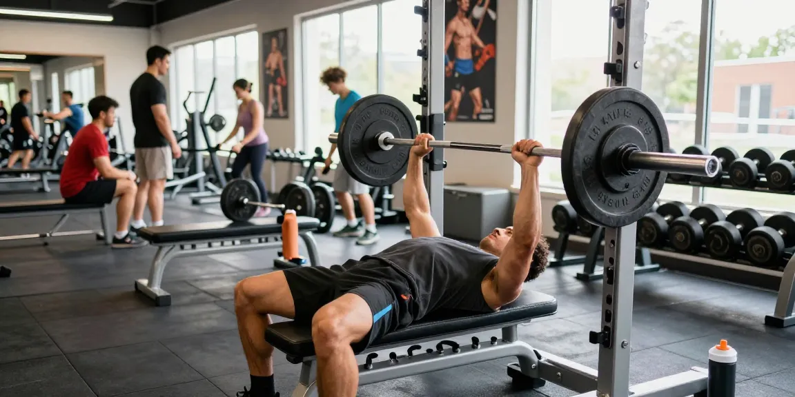 Bodybuilder lifting weights in a modern gym setting at Anabolika Shop, showcasing fitness dedication and activity.