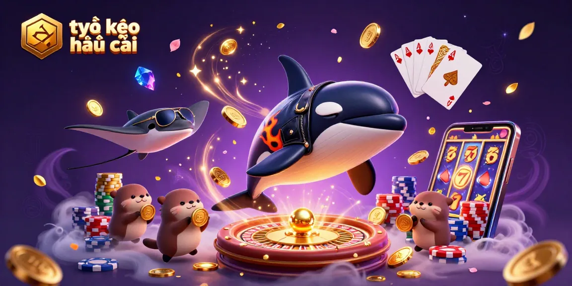 Wager on tỷ lệ kèo nhà cái with an exciting 3D scene of an orca whale, stingray, and sea otters.