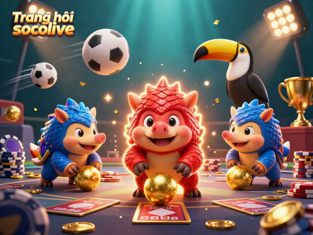 Experience live sports excitement on Trang chủ socolive with pangolins and dynamic action in a playful casino backdrop.