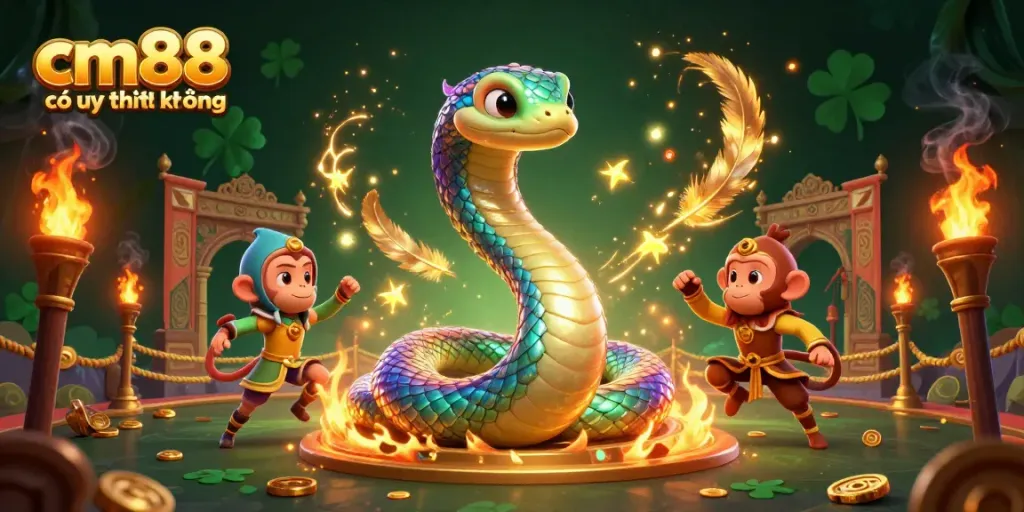 Experience the magic of cm88 có uy tín không with vibrant casino-themed characters and elements in a captivating atmosphere.
