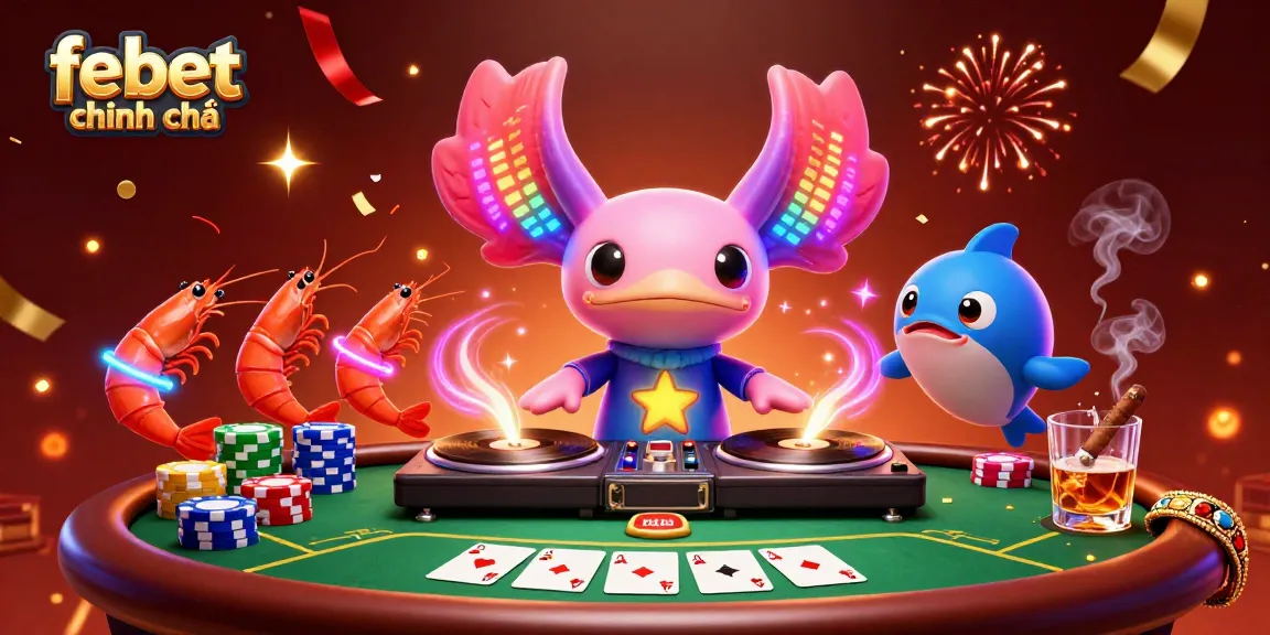Experience the thrill of febet chính chủ with this vibrant underwater casino scene featuring a DJ and lively characters.