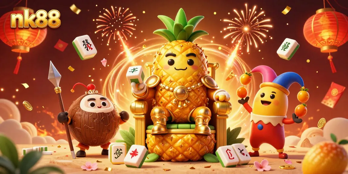 Revitalize your gaming experience with nk88, featuring a vibrant 3D casino scene packed with festive elements.