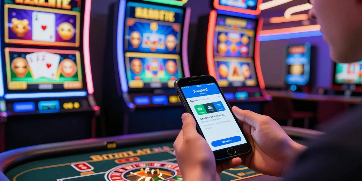 Dynamische Paysafe Card Casino-Szene mit Online-Spielspaß, Spielautomaten und mobilen Einzahlungen.