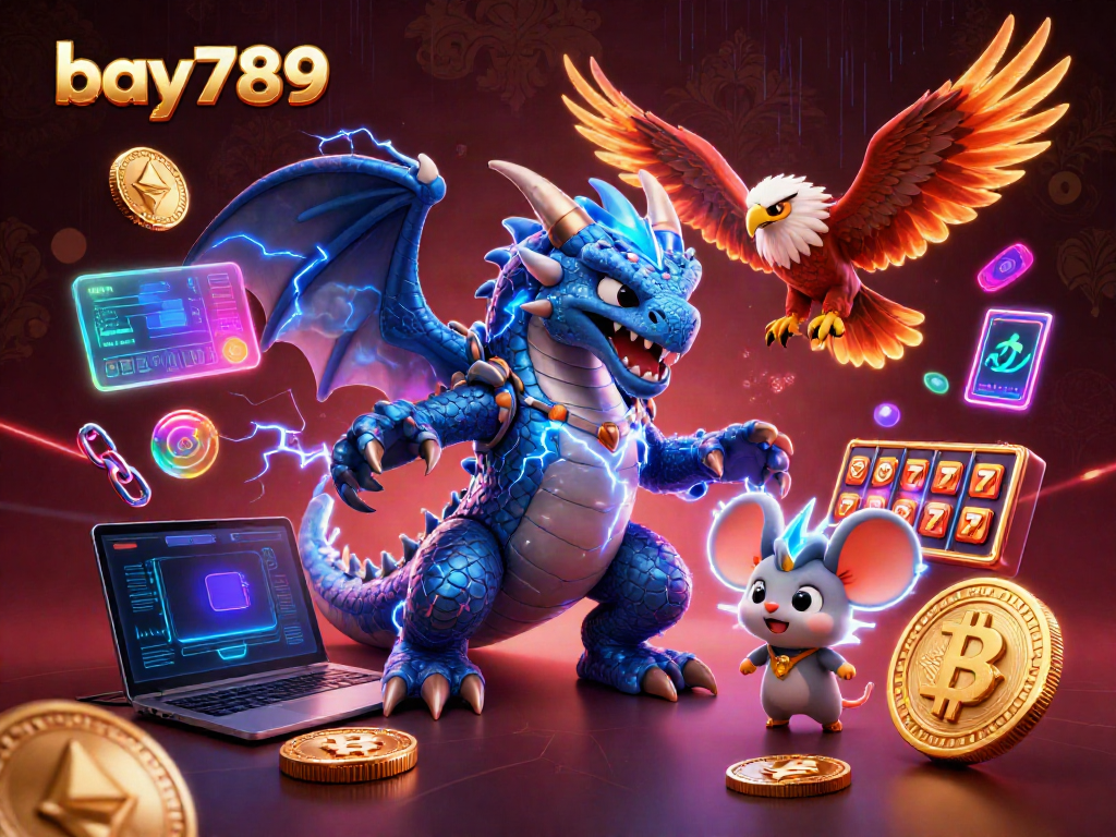 Play exciting games at bay789 with vibrant visuals, slot reels, and energetic casino elements!