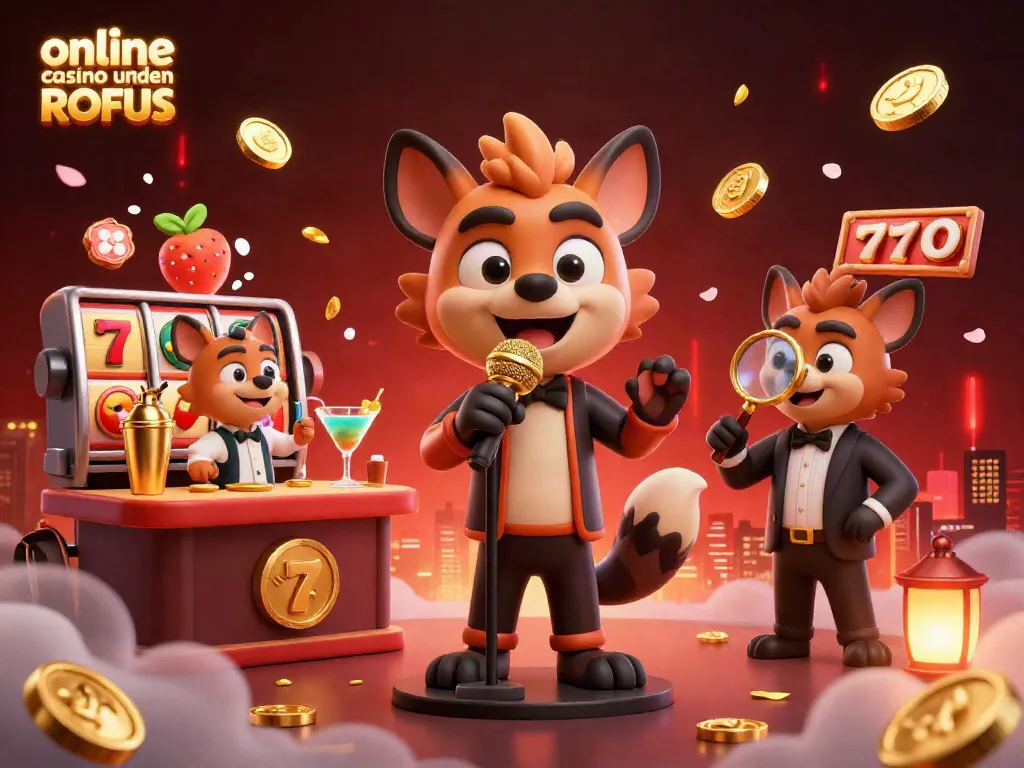 Experience the exciting atmosphere of an online casino uden ROFUS with cartoon hyenas engaging in gaming activities and entertainment.