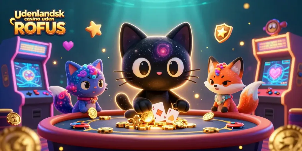 Play with fun at udenlandsk casino uden ROFUS, thrilling cosmic scene with colorful gaming elements.