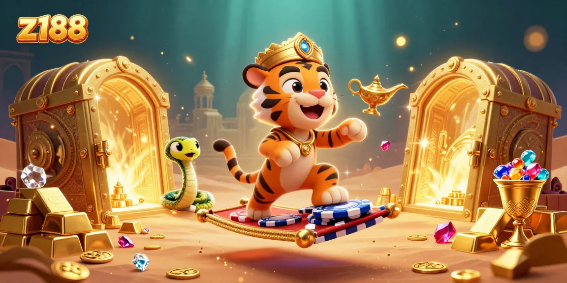 Z188 players enjoy a vibrant 3D casino scene filled with treasure, excitement, and winning opportunities.