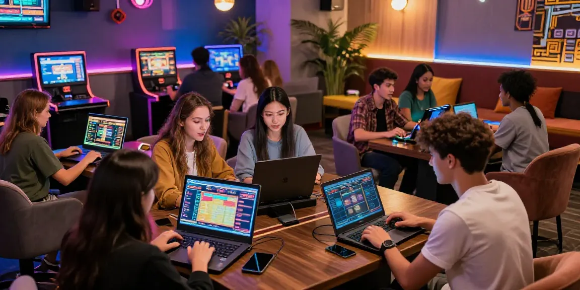 Dewacash Asia players enjoying games in a modern gaming lounge.