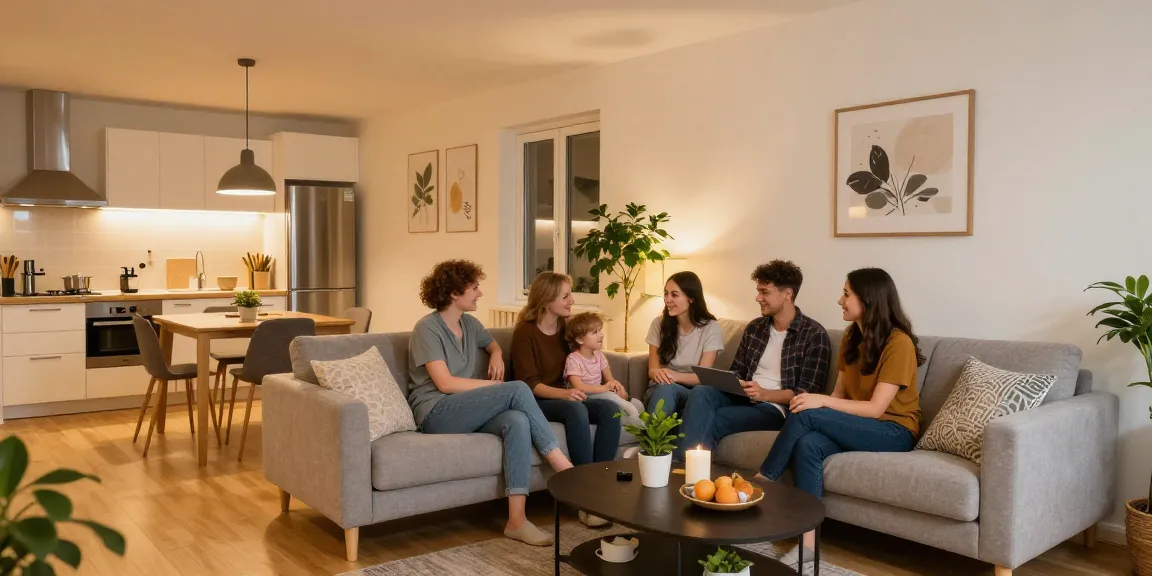 Monteurwohnung Hannover - Gemütliches Wohnzimmer in einer möblierten Wohnung mit einladendem Ambiente.