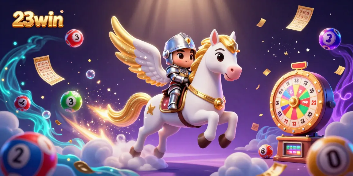 Engage in thrilling action with 23win's vibrant lottery scene showcasing dynamic prizes and magical elements.