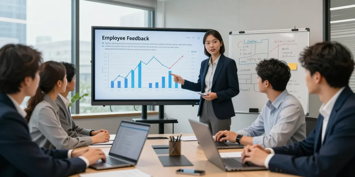 Wertschätzung Arbeit im modernen Büro: Team bespricht Feedback für positive Unternehmenskultur.