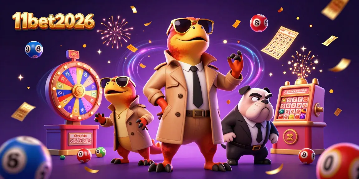 Experience thrilling moments at 11bet2026 with colorful lottery elements in a vibrant casino scene.