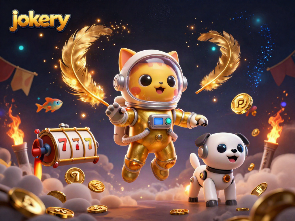 Experience jokery fun with a vibrant 3D illustration of casino themes, lucky symbols, and cosmic characters.