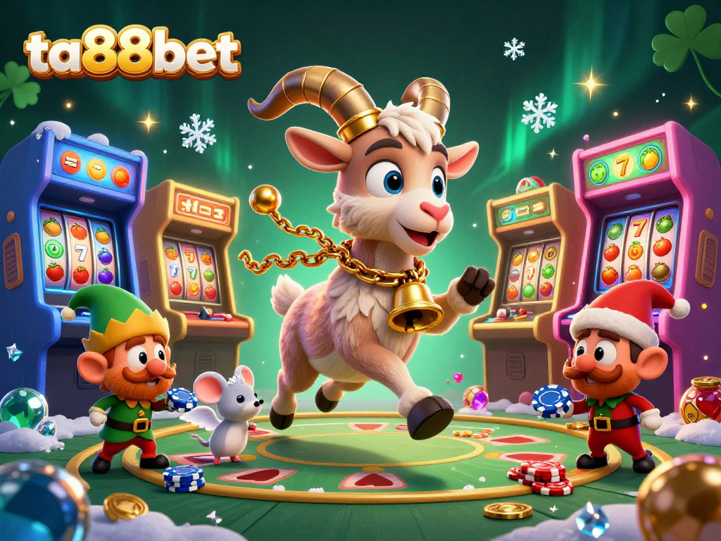 Experience thrilling gaming at ta88bet with cartoon Krampus running a holiday casino.