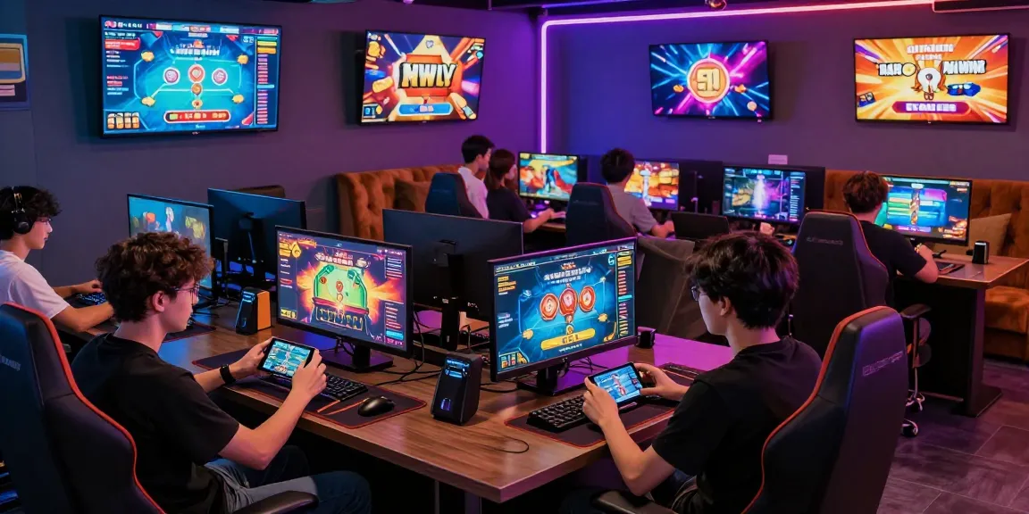Players engaging in exciting online gaming at https://b52a.jp.net/ with colorful lights and live interaction.