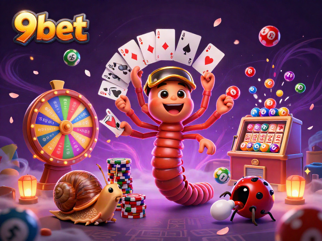 Experience thrilling action at 9bet with a captivating scene of a cartoon dealer and dynamic games, showcasing the excitement of online gambling.