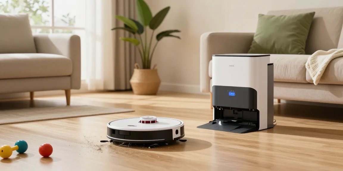 Best robot vacuum 2026 effortlessly cleaning a modern living room, showcasing family-friendly design and smart features.