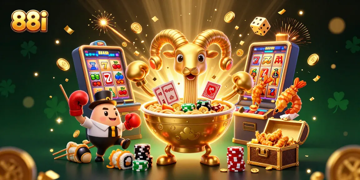 Engage with exhilarating casino action at 88i, featuring a vibrant scene of animated characters and dynamic gaming symbols.