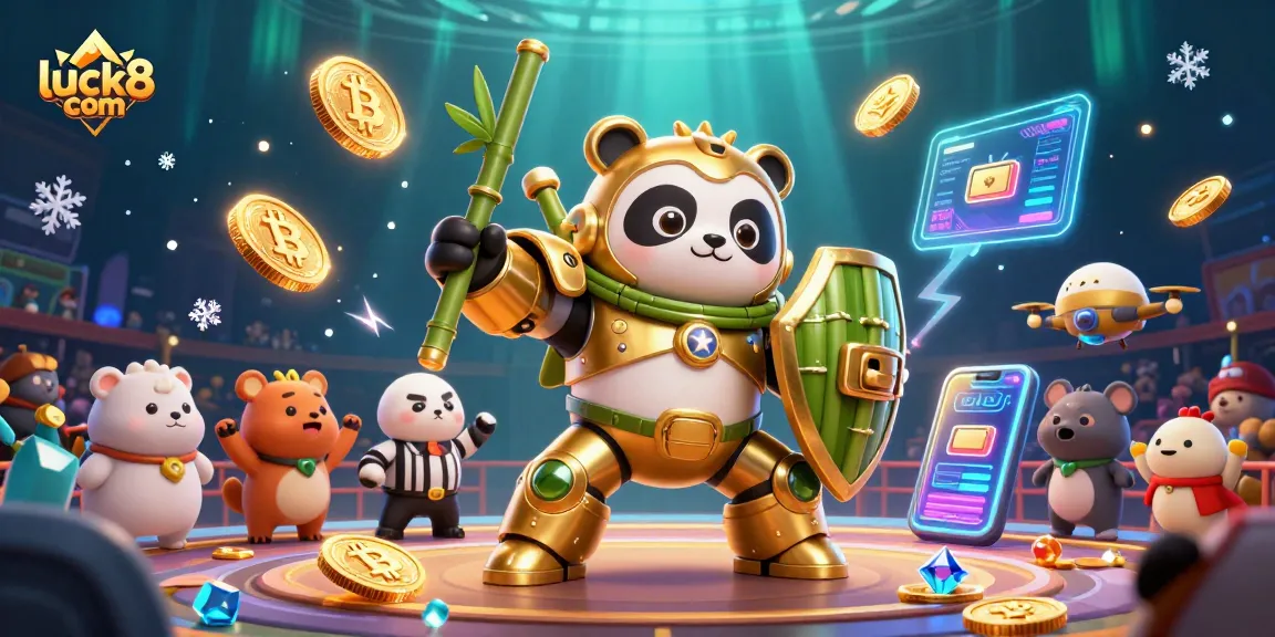 Engage in exciting gameplay at luck8 com with a vibrant casino scene depicting dynamic characters and crypto elements.