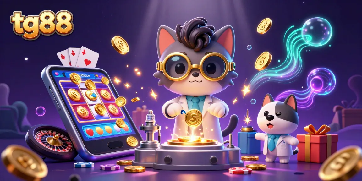 Engage with tg88's exciting slot game experience featuring golden coins erupting in vibrant casino art.