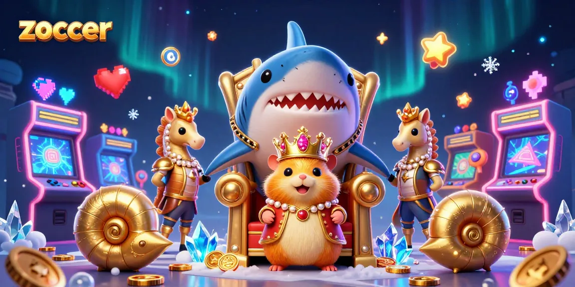 Zoccer showcases a gambling-themed gaming scene with vibrant characters, arcade games, and casino elements.