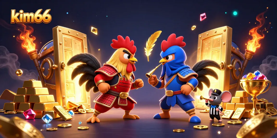 Experience thrilling action with kim66's dynamic combat between armored roosters in a vibrant casino