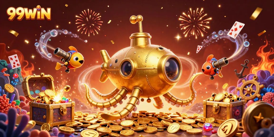 Experience the thrilling gameplay at 99WIN with vibrant golden treasures and engaging casino elements.