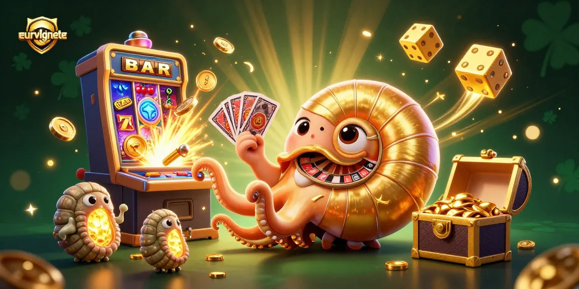 Engage with eurvlgnete's vibrant casino scene, featuring a giant nautilus and jackpot elements.