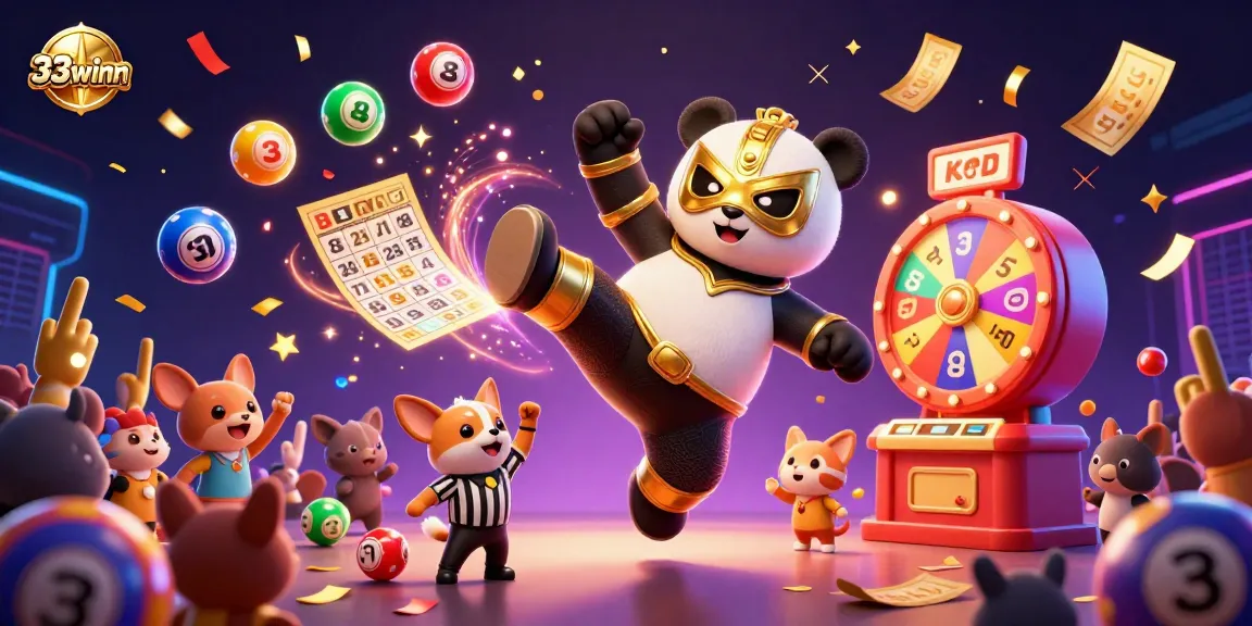Join the excitement at 33winn with a panda wrestler scene showcasing lively gambling elements.