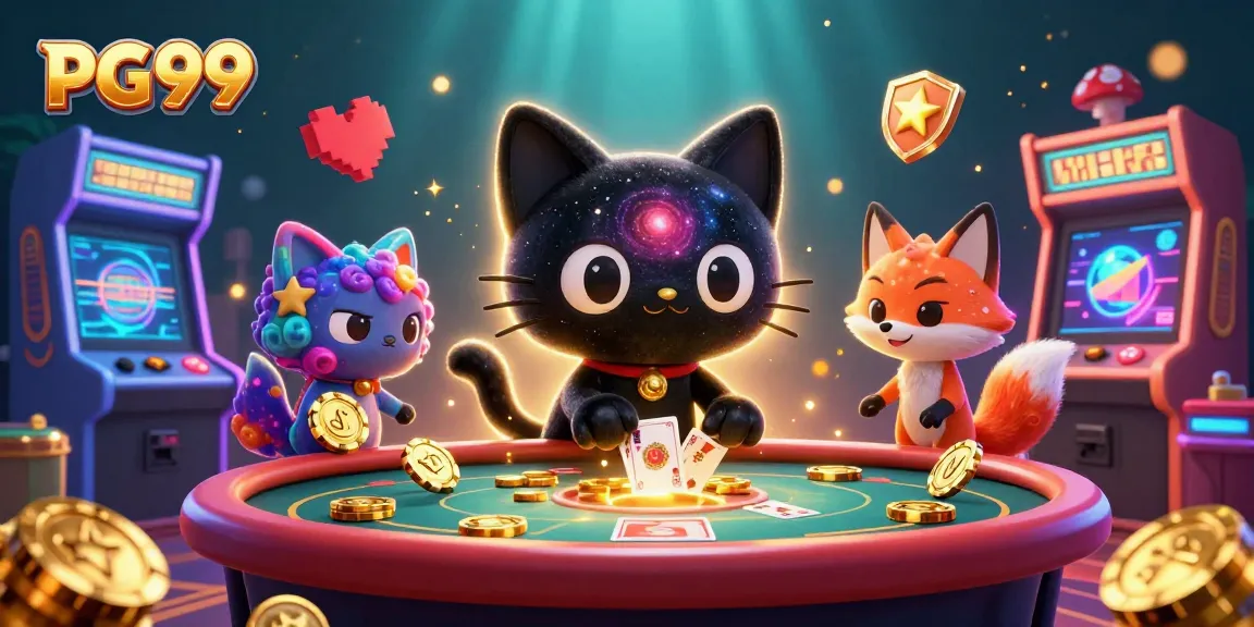 Spin and win with PG99's cosmic casino featuring vibrant animated characters and game elements.