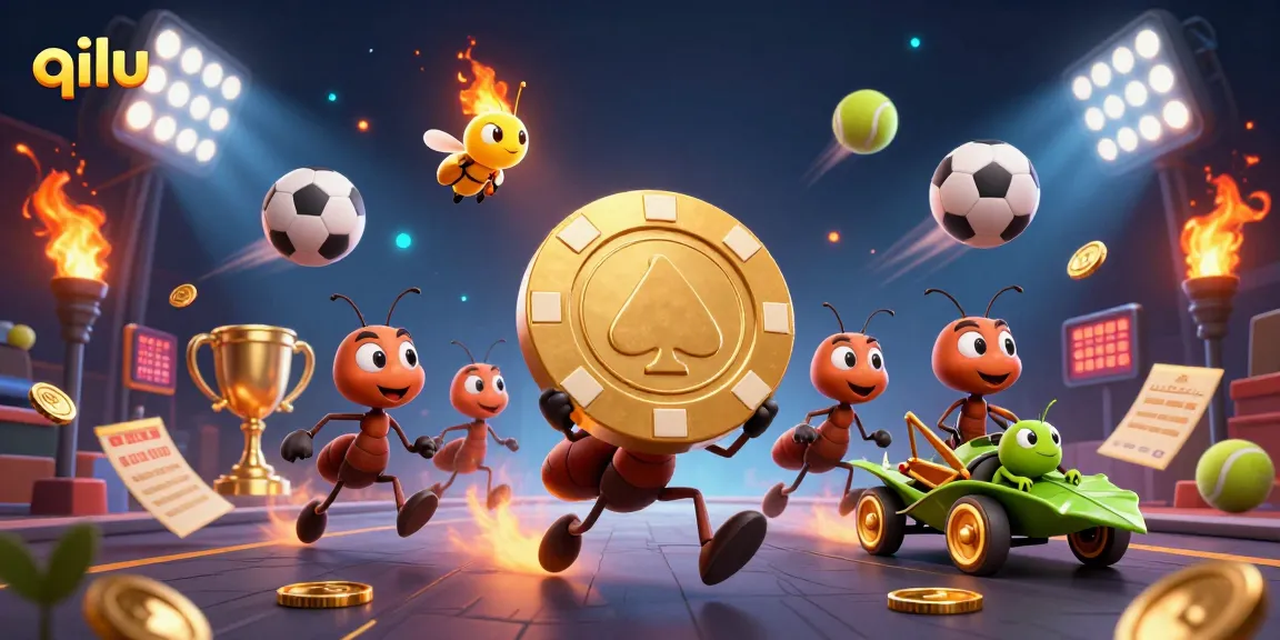 Experience the excitement of qilu with a dynamic heist scene featuring cartoon ants, a firefly, and a grasshopper getaway driver.